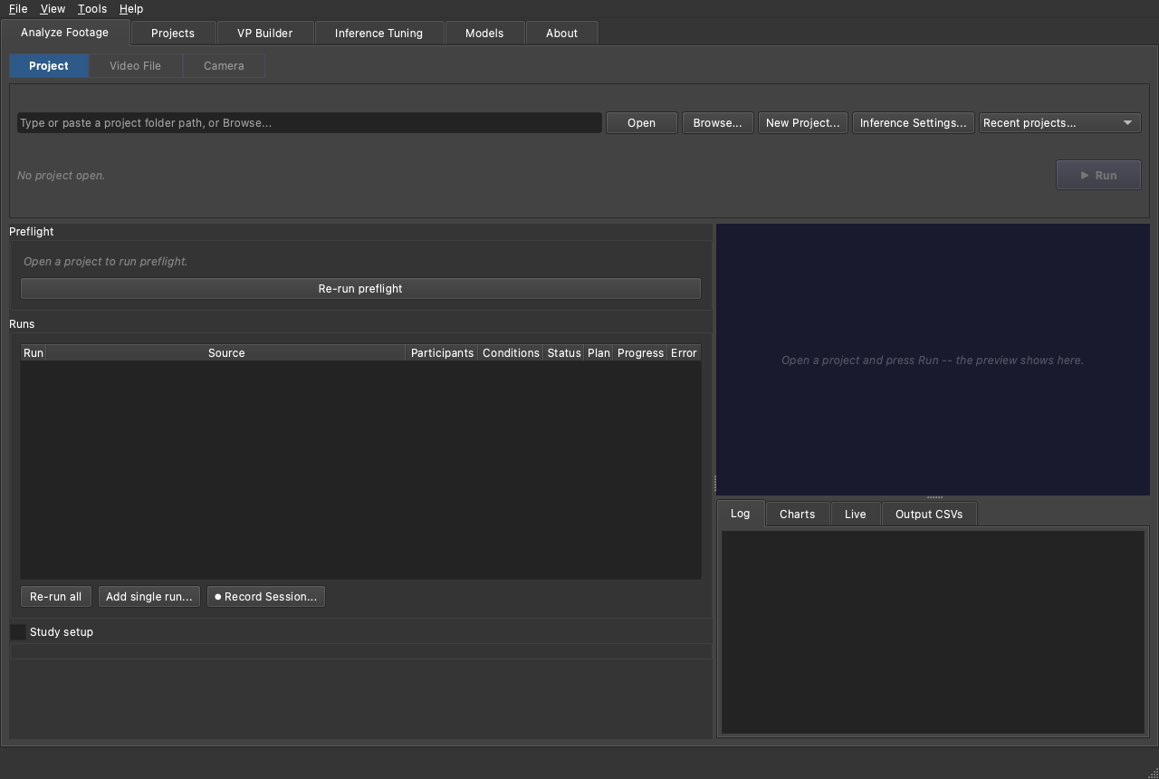 The Analyze Footage window in the dark theme