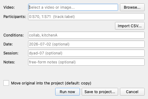The Add single run dialog
